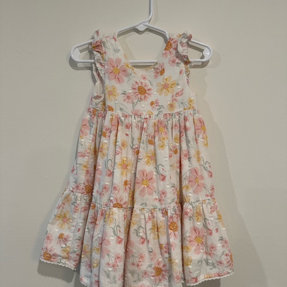 Shabby Chic Floral Kids Dress - Pink and Yellow